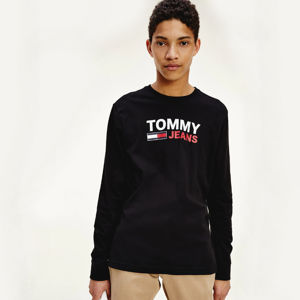 Tommy Jeans pánské černé triko s dlouhým rukávem - M (BDS)